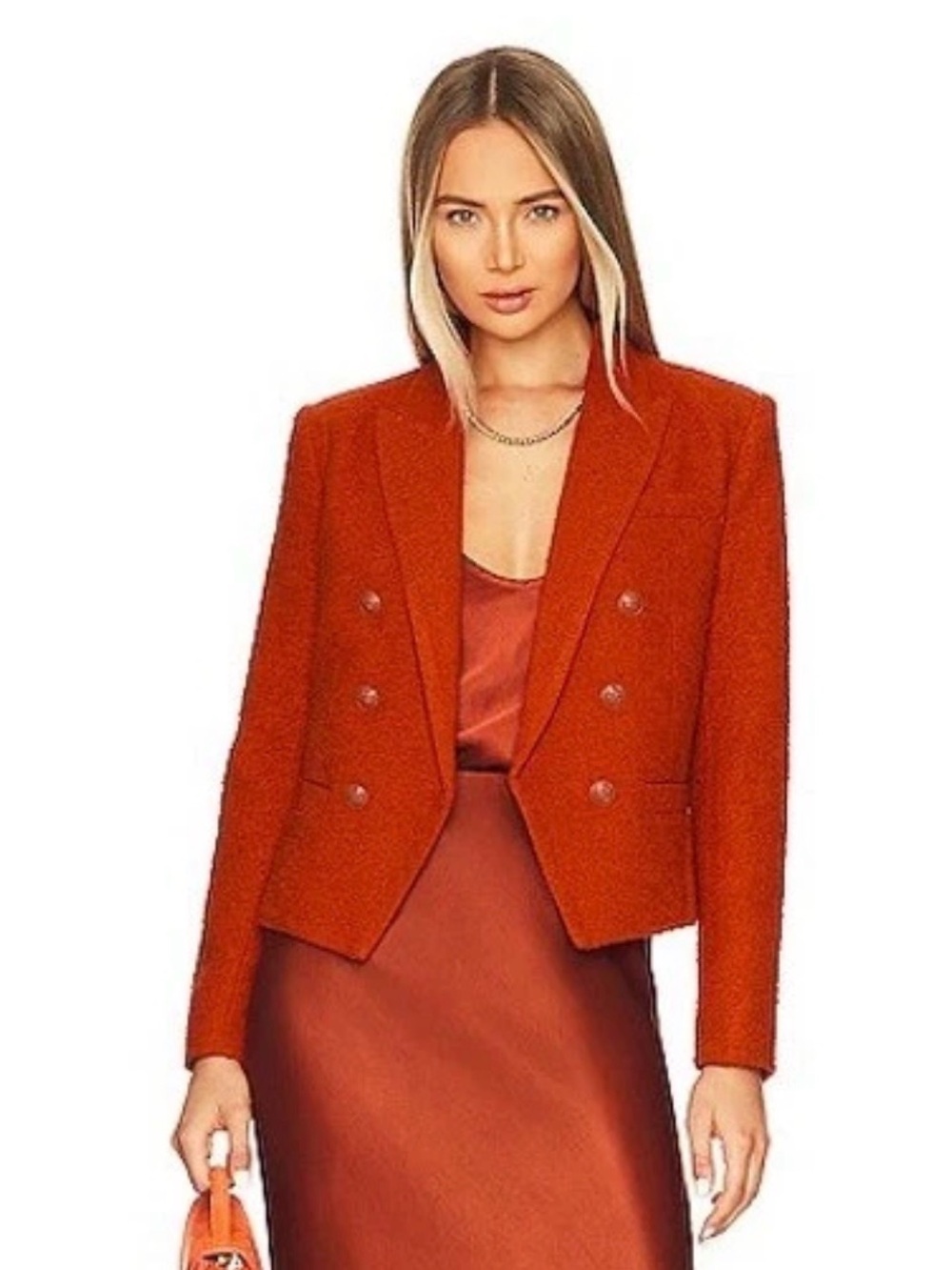 L'Agence Brooke Textured Clay Burnt Orange Blazer